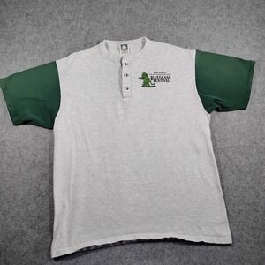Vintage Cotton Deluxe Bluegrass Festival Henley Shirt Gray Green Mens Large L